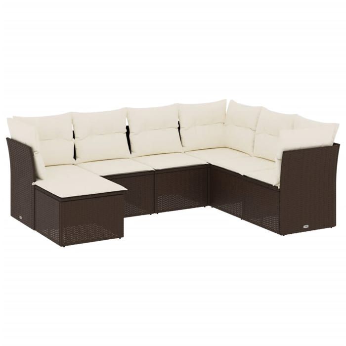 VidaXL Salon de Jardin avec Coussins 7 pcs, Canapés avec Pieds Réglables, Ensemble de Meubles d'Extérieur Patio Terrasse, 3217993