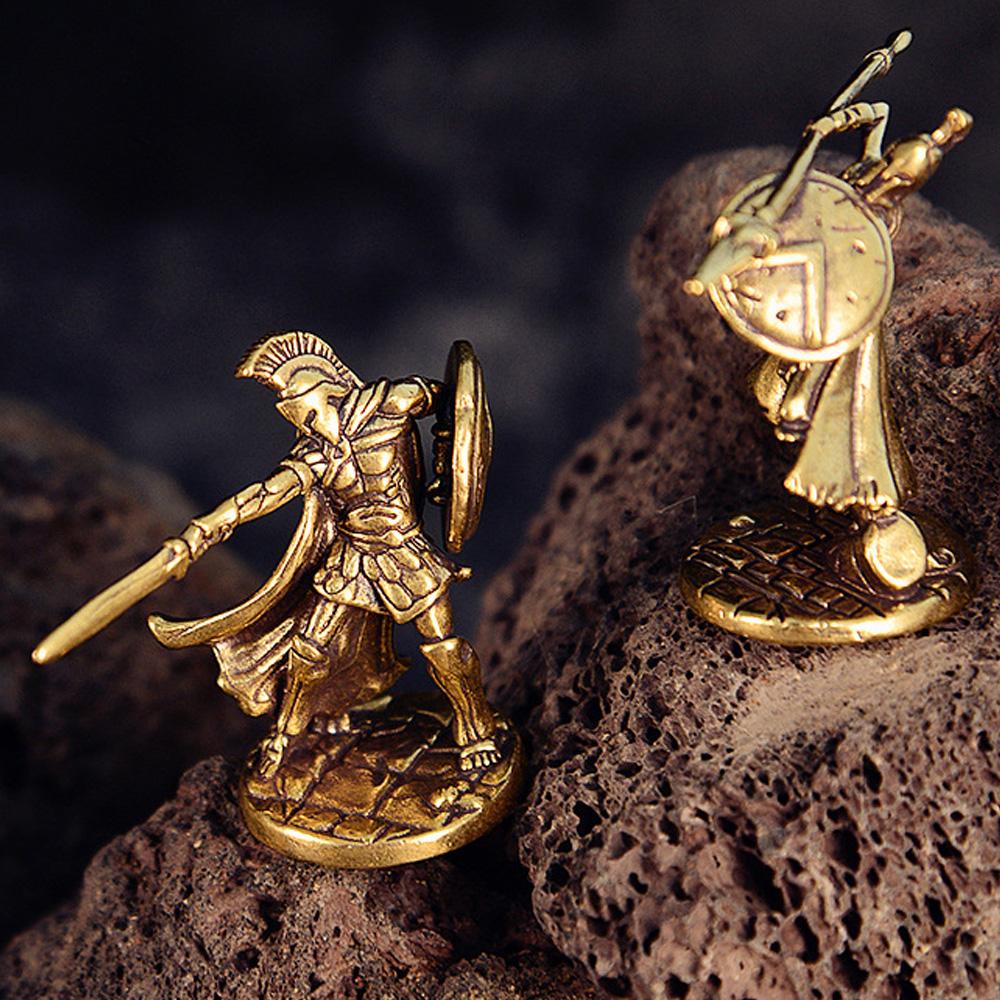 Vintage Brass Spartan Warrior Statue Twelve Types of Rome Soldier Models Figurine Game Props Desktop Ornaments Home Craft Decor