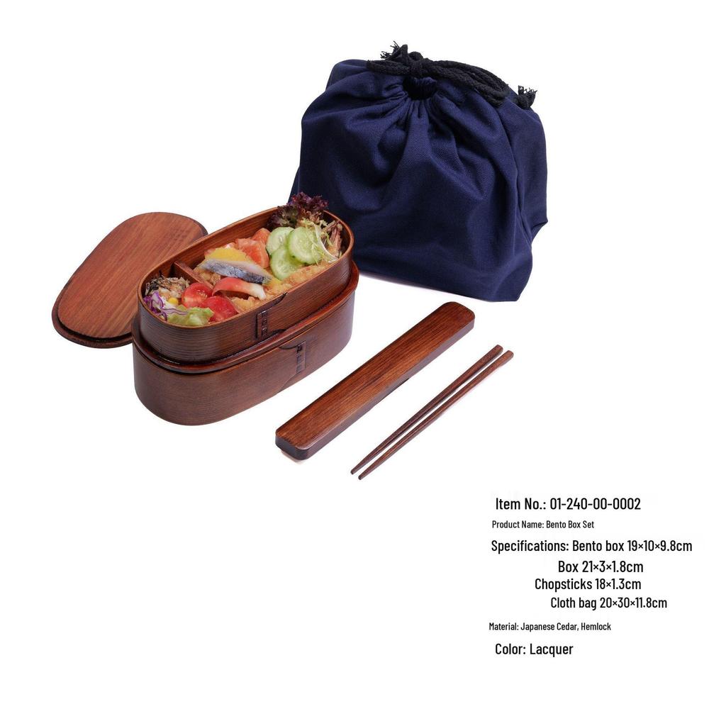 YFJY Japanese-Style Multi-Layer Wooden Bento Box for Students and Outdoor Picnics