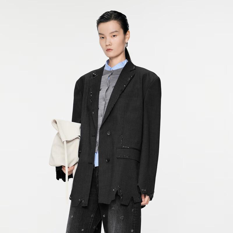 JNBY Fall Hand-Beaded Irregular Cut Blazer