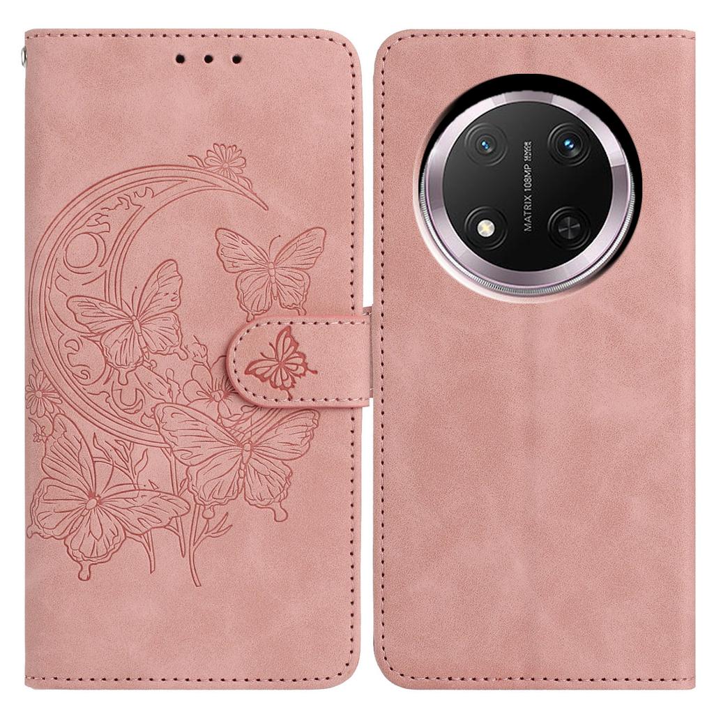 PU Lederhülle für Honor Magic7 Lite 5G/X9c 5G/X60 Pro 5G Schmetterling Blume geprägt Brieftasche Ständer Handyhülle