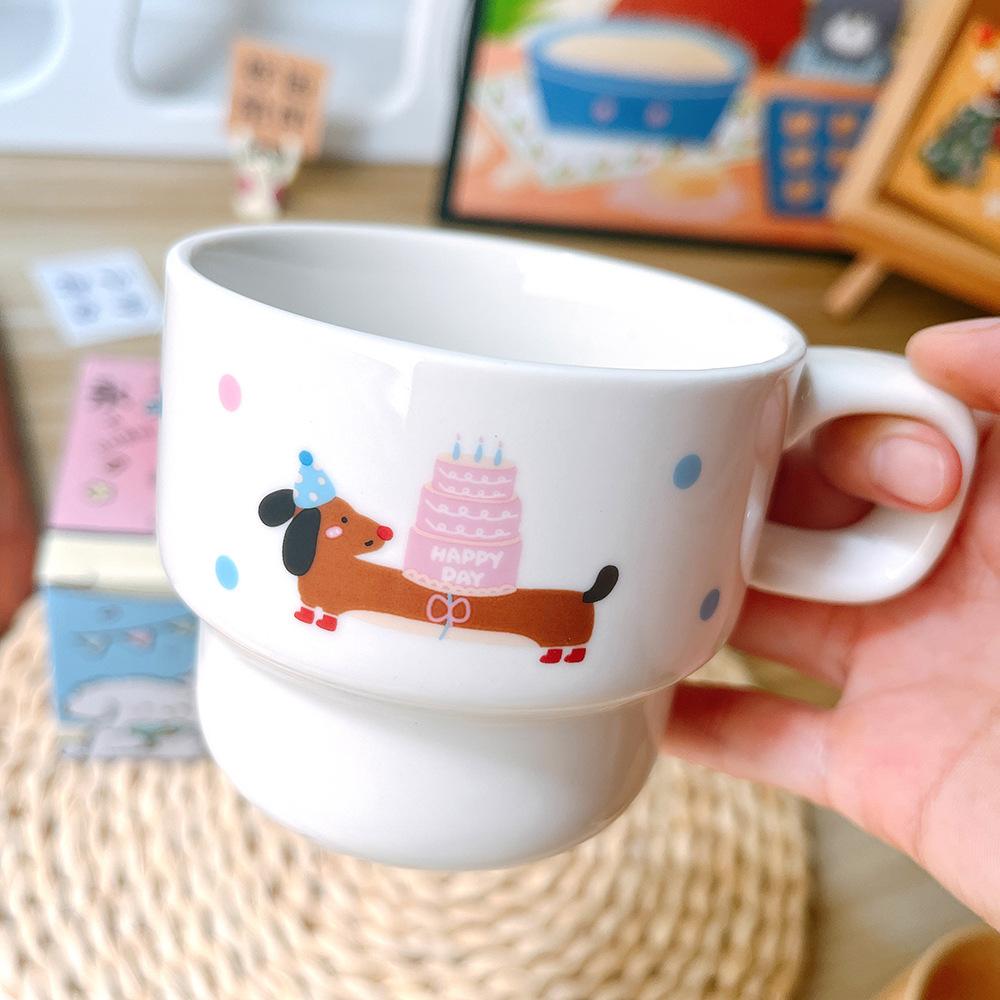 

Мультяшная кружка керамическая чашка для кофе молока милая керамическая для завтрака день рождения сувенир подарок для пары 280ml