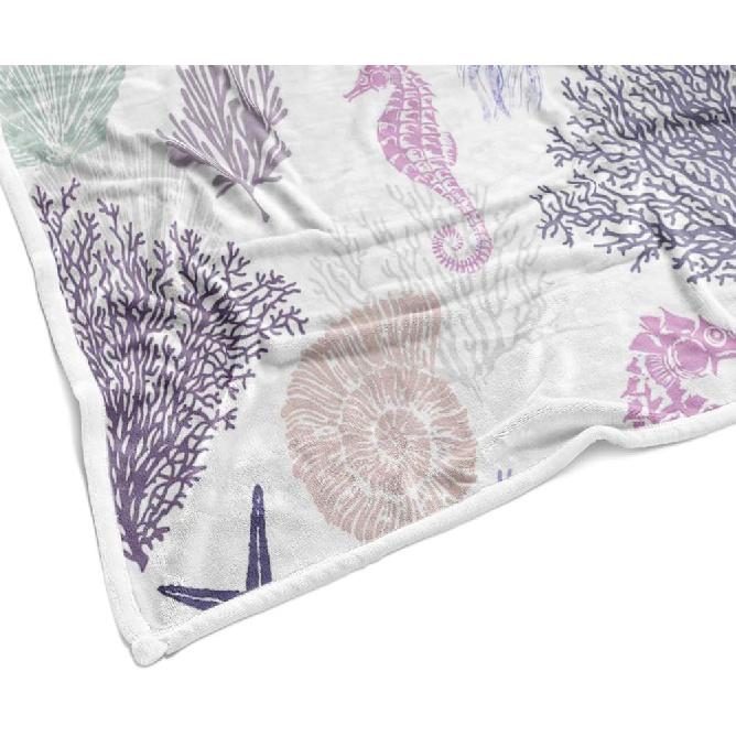 Beach Blankets, Nautical Coastal Throw Blankets, Starfish Seashell Coral Blankets Summer Lightweight Throw Blanket, Ocean Theme Lightweight Soft