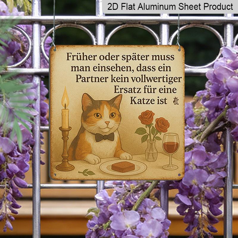 2D Flat, 1pc, Lover Decoration, Funny Sign, Vintage Aluminum Sign, Home Wall Art, Companion Can't Replace, Humorous and Wine Sign, Country Farmhouse