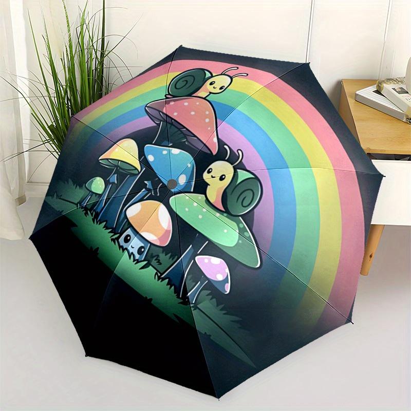 1pc Mushroom Snail Automatic Open/Close, Foldable Compact Umbrella with 8-Rib Shaft, Perfect Gift For Men And Women, Casual Style, Vibrant M