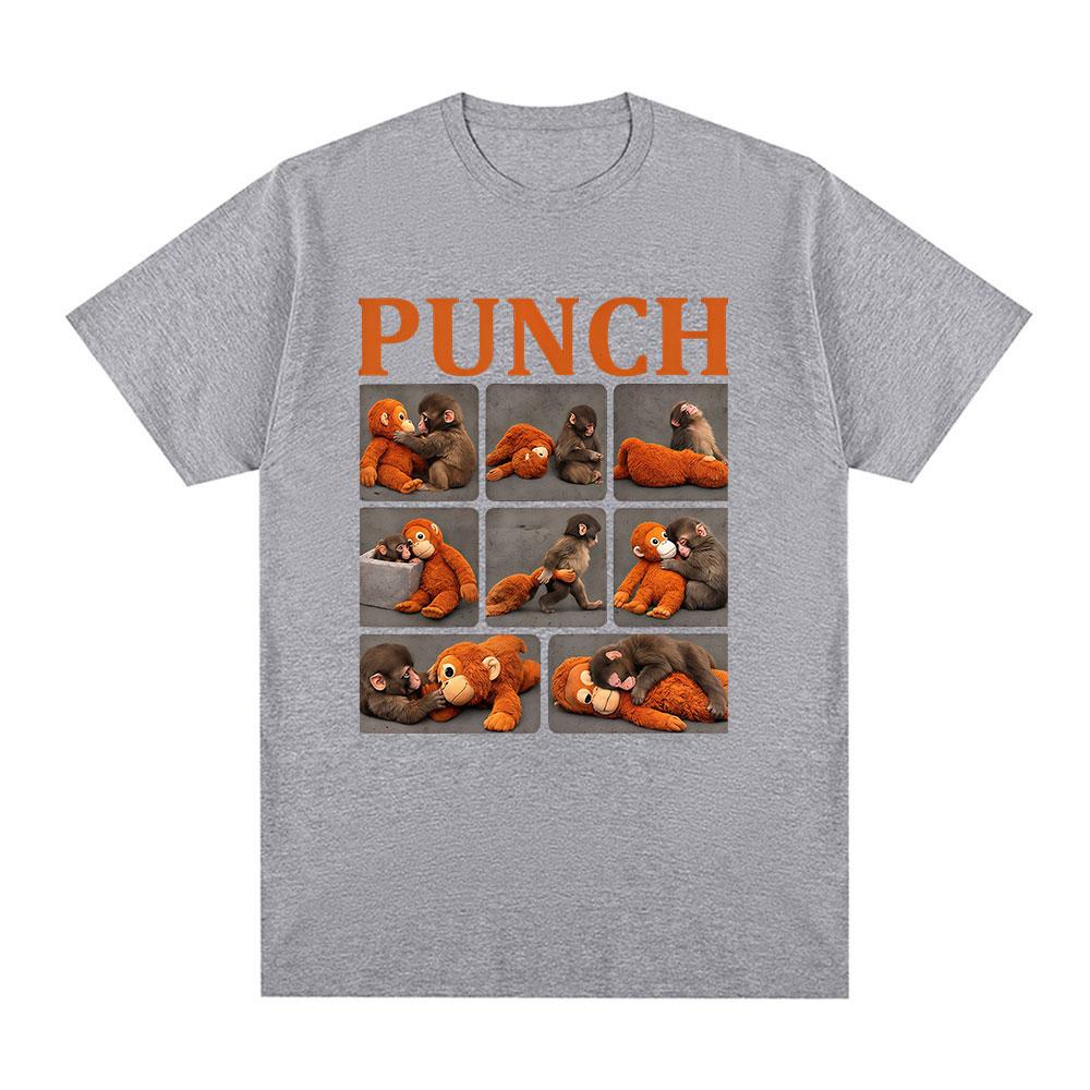 Punch The Monkey Baby Zoo Funny Meme Tshirts Unisexs Women Clothing Casual Cotton Tshirt Fashion Oversized Short Sleeves T Shirt