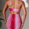 European and American New Swimsuit Female Sexy Babes Color Gradual Change Striped Hip Slim Slim Dress