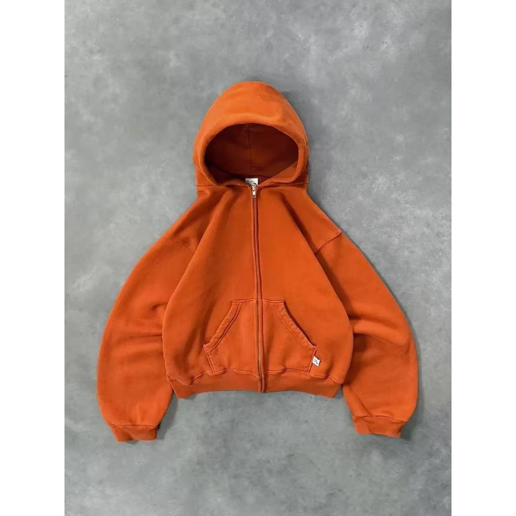 ZYLLO Amerikanischer Retro Einfarbiger Hoodie Damen Herren Herbst Langarm Oberteile Kapuzenpullover Streetwear Hip Hop Pullover Y2K Sweatshirt Neu