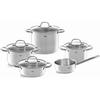 Fissler San Francisco Set C (Drip-Free, Drip-Free, with Glass Lid and Convenient Graduations) for Waterless Cooking and Induction Cooking, Silver, 040