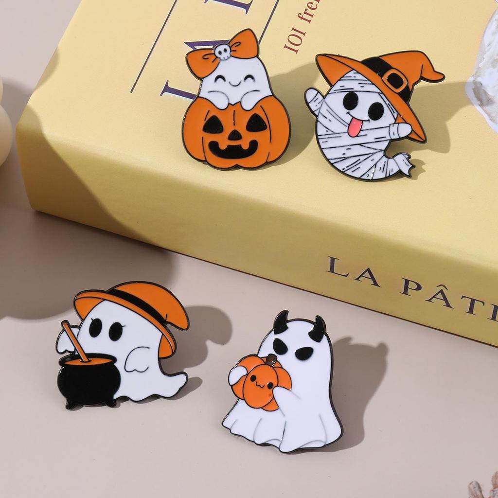 Creative Halloween Brooch: Ghost, Skull & Pumpkin Cartoon Lapel Pins - Assorted Styles & Metal Badges