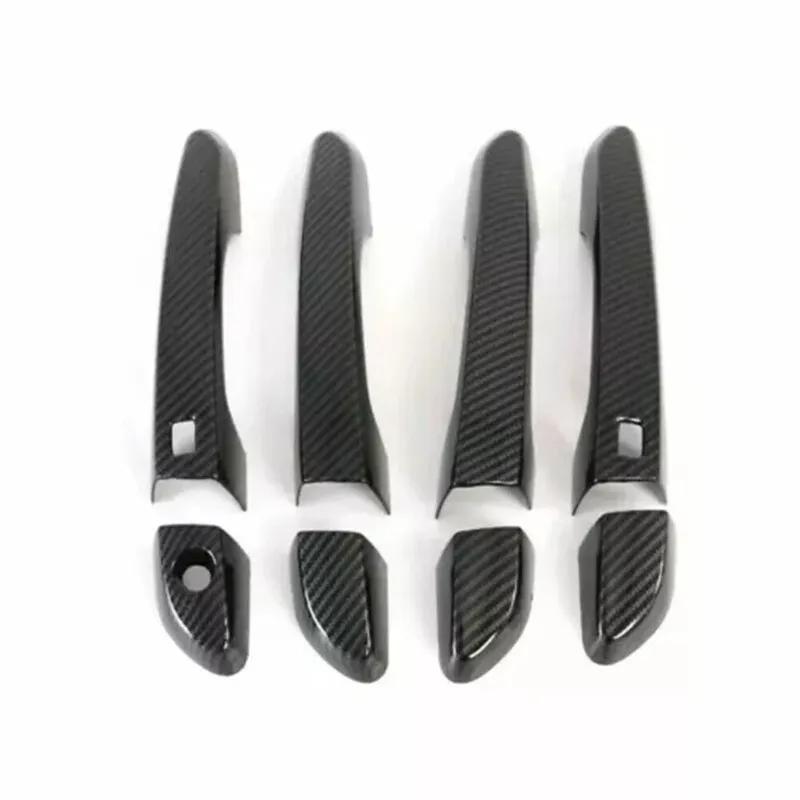 For Hyundai Tucson 2015 2016 2017 2018   Car Carbon Fiber Style Exterior Door Handle Moulding Cover Trim Decor ABS Auto