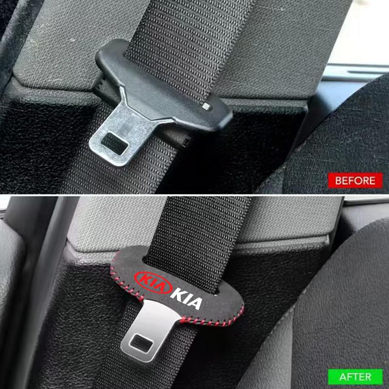 BBEK9 Car Seat Belt Buckle Suede Wear Resistant Protector Cover For Kia Sportage Ceed Picanto Rio ProCeed Niro K7 K5 K8 K3 Sorento K9