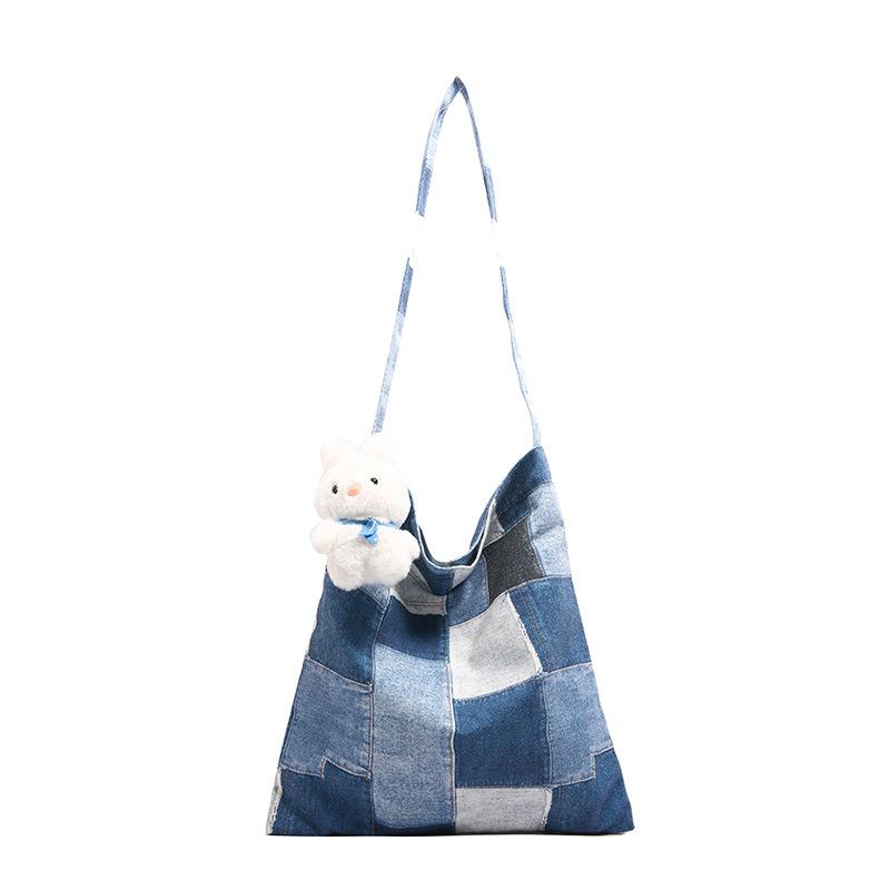Lightweight and versatile canvas women's bag tote bag women's large-capacity student leisure bag 2025 new plaid shoulder bag