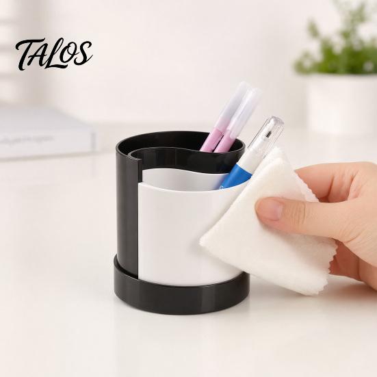 Pen Holder with 2 Compartments, Detachable Plastic Stationery Storage Container, Decorative Pencil Organizer Box for Home Office Desk