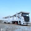 1:24 Mercedes Benz Double Decker Flatbed Transport Vehicle Alloy Diecast Metal Car Model Sound And Light Science Education Serie