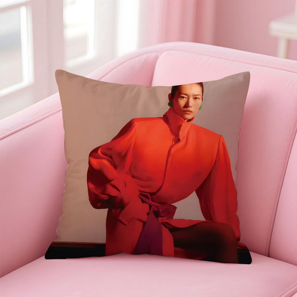 Popular Fashion Chinese Sexy Model LLiu Wen Cushion Cover Pillowcase Short Plush Invisible Zipper Room Sofa Cushion Cover