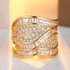 Gorgeous Inlaid White CZ Women's Ring Aesthetic Gold Color Geometry Daily Wear Party Jewelry Anniversary Gift