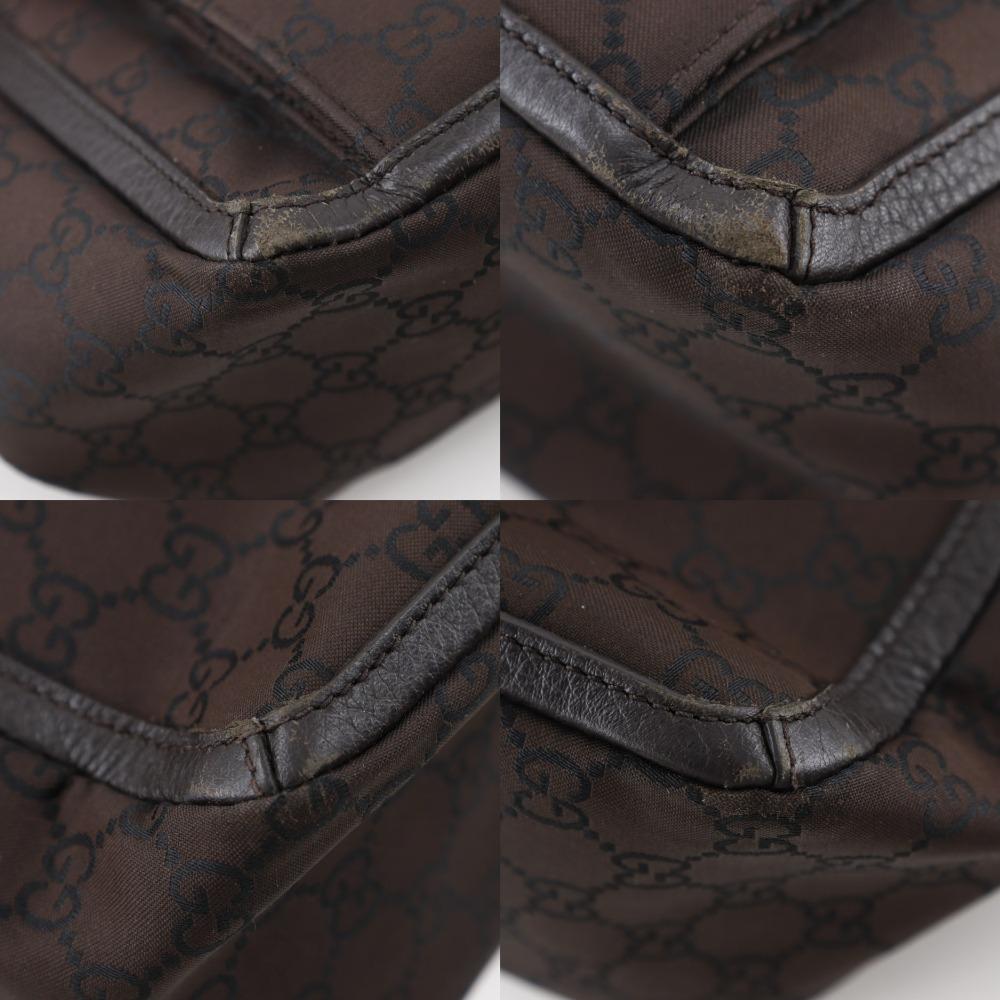 Gucci Abbey Line Tote Bag 268639 Outlet GG Brown Nylon Canvas Women Used