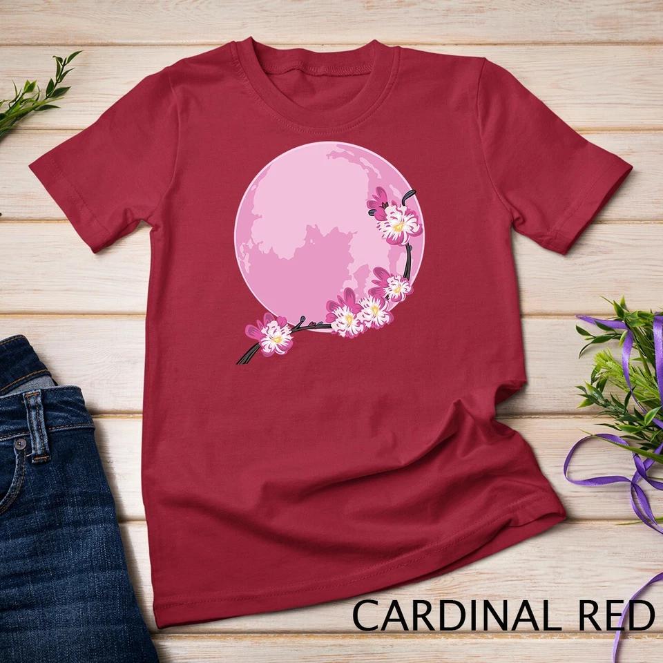 Pink Moon Sakura Flowers Japanese Cherry Blossom Flowers Unisex T-shirt 2 S