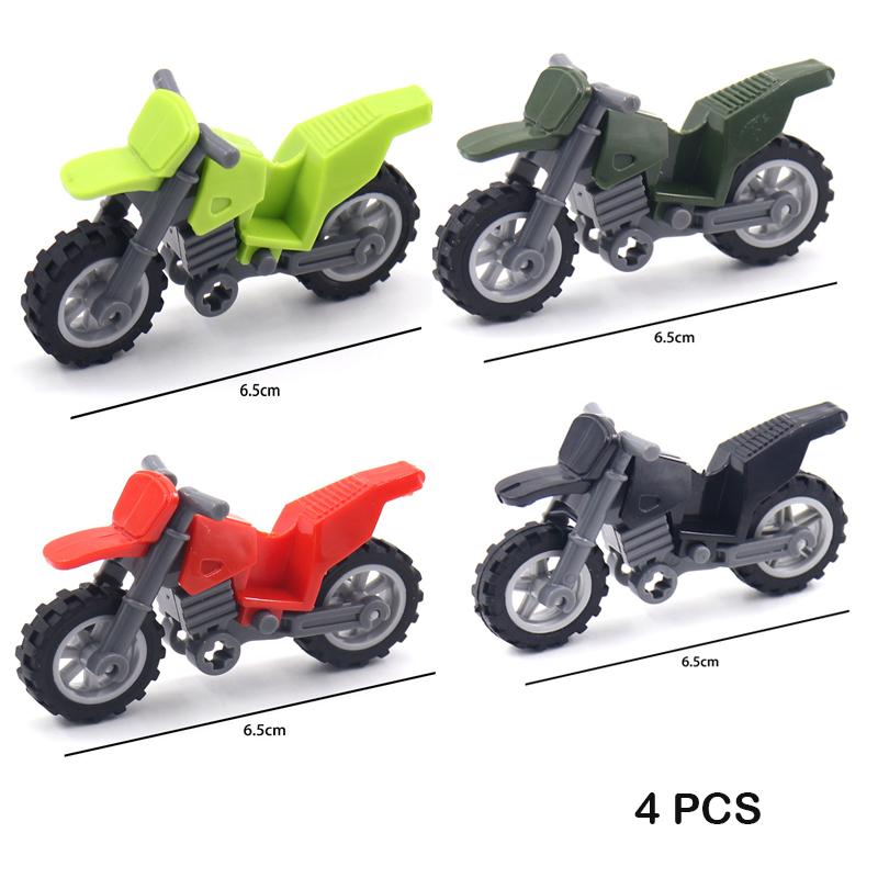 Military Motorcycle Building Block Vehicle Model Figures Accessories Soldiers WW2 Transportation Facility Police SWAT Toys