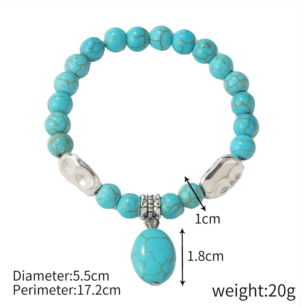 Vintage Turquoise and Natural Stone Bead Bracelet Set