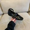 Fashion 2025 New Square Toe Heightened Inner Mary Jane Women's Shallow Mouth One Buckle Women's Shoes Versatile Flat Single Shoes