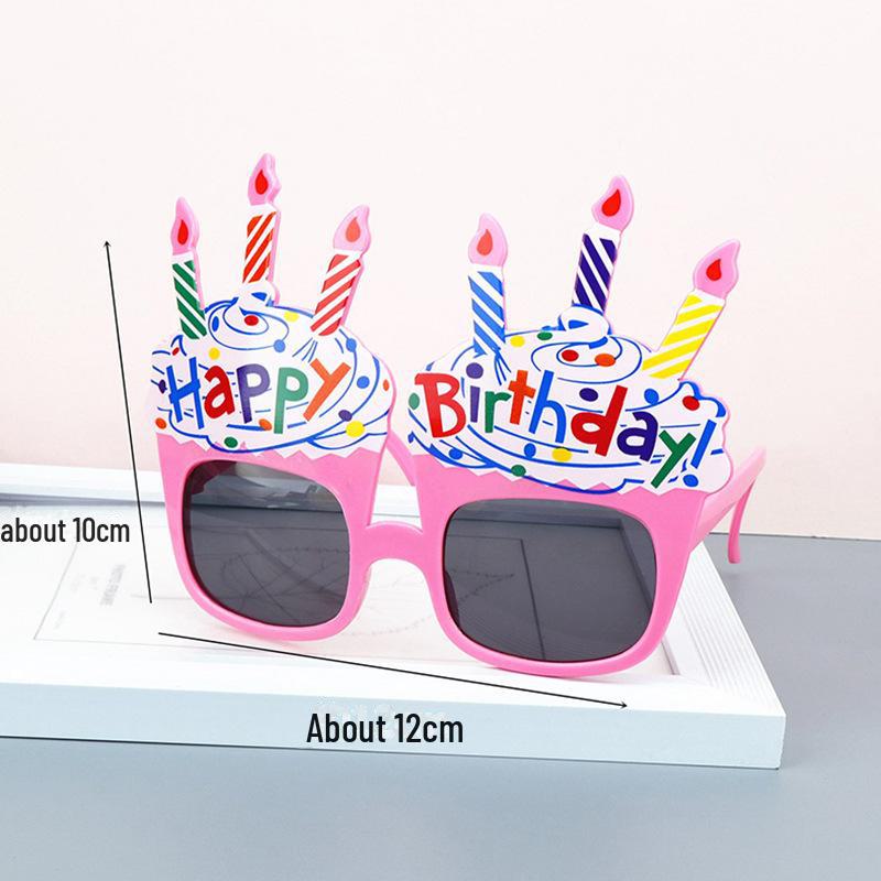 "Occhiali da torta di compleanno stile Xiaohongshu - Decorazione festa divertente da celebrità di internet per bambini"