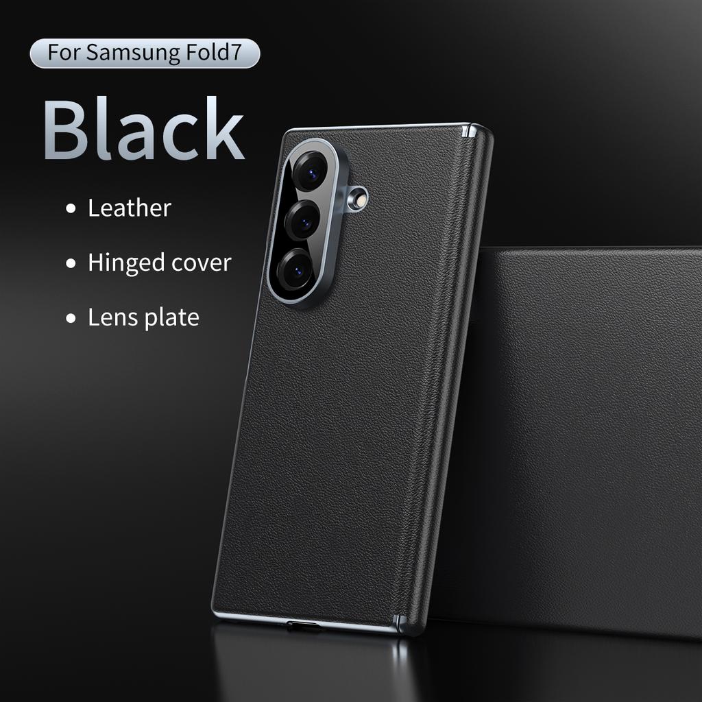 Funda de Cuero para Teléfono con Protección de Bisagra Lente para Samsung Galaxy Z Fold 8 Ultra Fold 7 Fold6 Fold5 4 3 Cubierta Dura a Prueba de Golpes