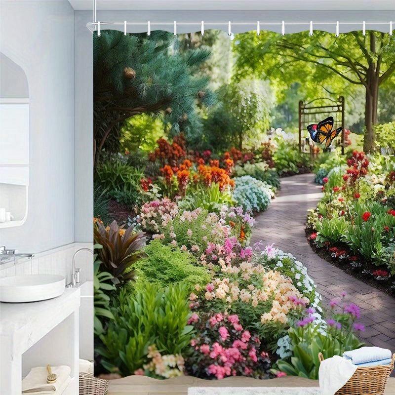 

Floral Garden Path Shower Curtain Nature Landscape Art Bathroom Decor Spring Flowers Bath Curtains for Modern Home Interior W90xH180cm