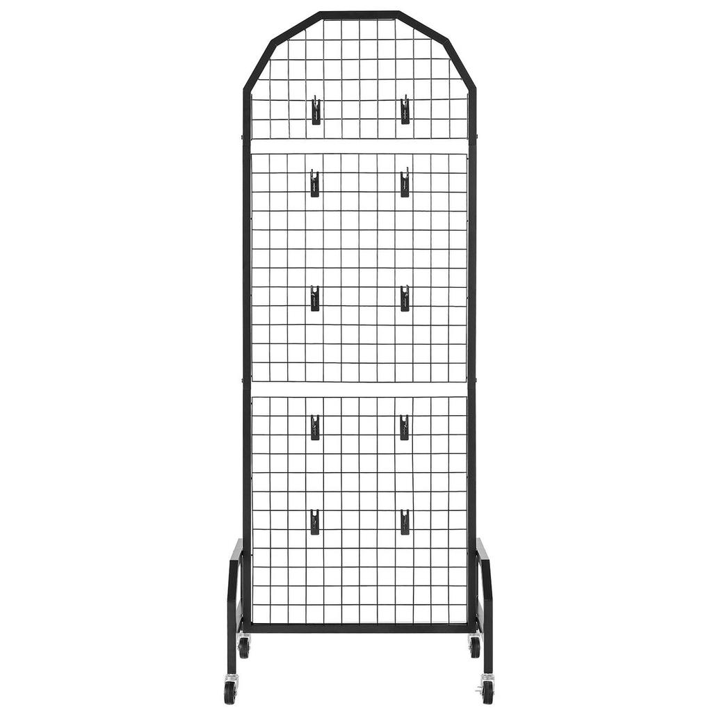 2 Pack Grid Wall Panel 600 X 1640 Mm Wire Display Rack with Wheels & Hooks