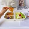 1PC Ceramic Rectangular Three Grid Plate, Innovative Dining Plate, Breakfast and Healthy Low-fat Dining Plate, Home Kitchen