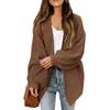 Women's Autumn and Winter Lantern Sleeve Plus Size Sweater Pocket Knit Cardigan