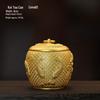 High-Grade Pure Brass Koi Tea Storage Can with Lid - Moisture-Proof Sealed Container, Ashtray, and Decorative Craft Ornament