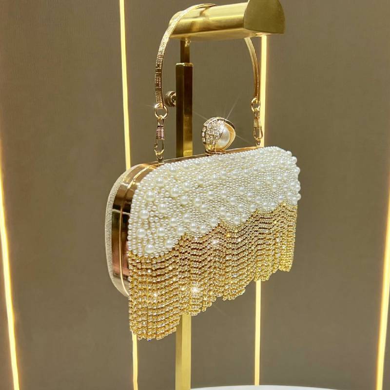 Water Diamond Clutch Bag With Chain Strap For Wedding And Evening Events