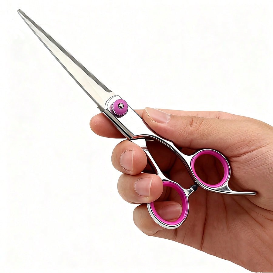 1pcs Professional Hair Cutting Scissor, Stainless Steel Home Hairdressing Scissors, Pink, Hairstyling Tools, Salon Beauty Travel Essentials