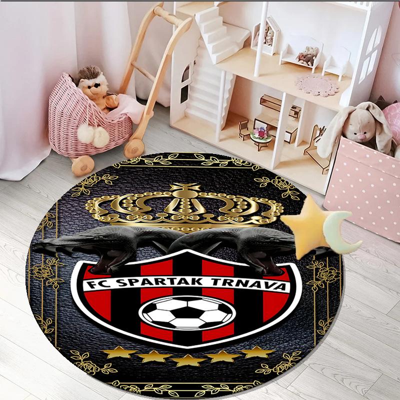 1PC round rug Star Soccer Emblem Printed Round Area Rug ,Rug For Home Office, Round Chair Rug, Decorative Carpet Fan gifts Christmas gift