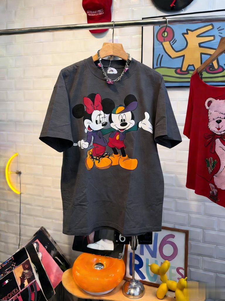 Disney Mickey Minnie Mouse Vintage T Shirt Women Man 2026 Summer Short Sleeve Cotton Tops Graphic Tee Casual Fashion Y2k Clothes