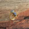 Labradorite Gemstone Yellow Gold Plated Cat Ring 925 Sterling Silver Minimalist Jewelry