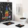 Christmas Toilet Seat Shower Curtain Four-Piece Printed Floor Mat Set Bathroom Floor Mat Bedroom Absorbent Door Mat Carpet