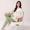 Women's pajamas spring and autumn long-sleeved trousers pure cotton two-piece suit, girls can wear cotton loungewear in autumn and winter