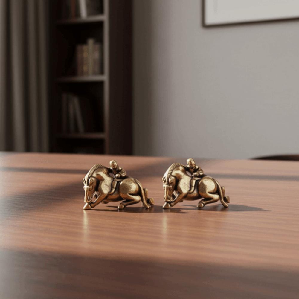 Decorative Zodiac Horse Figurine Brass Minature Horse Figurines Child Riding Horse Ornament Office