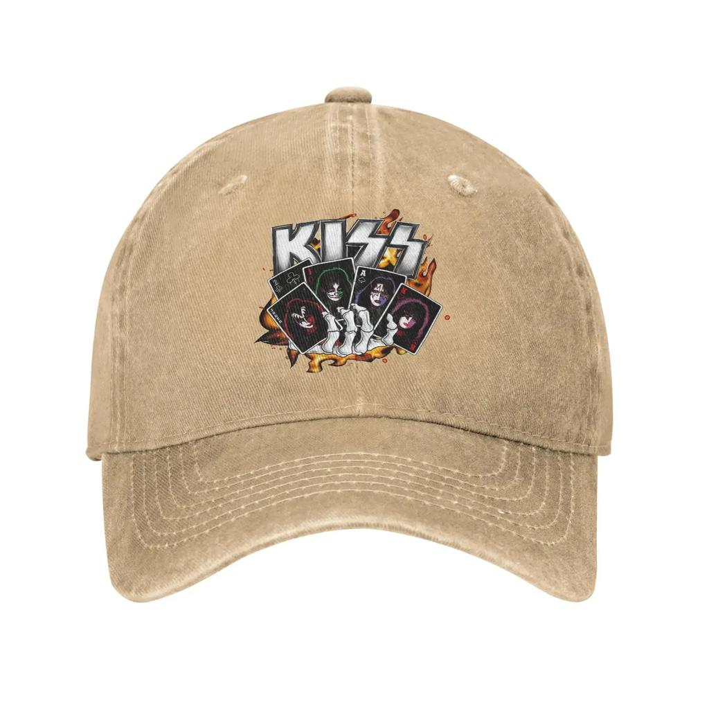 Rock Kiss Band Unisex Stil Baseballkappen Used-Look Baumwollmützen Kappe Lässig Outdoor Workouts Geschenk Snapback Kappe