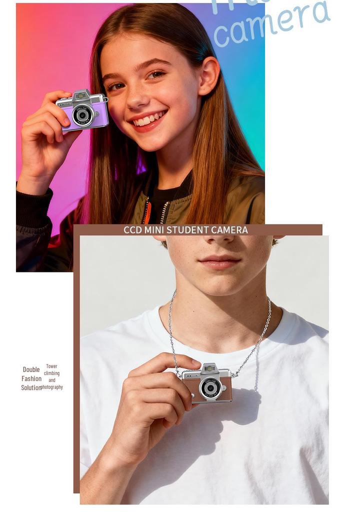 Retro CCD HD Thumb Flip Mini Digital Camera for Kids