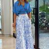 Casual Two Piece Sets Women Loose Casual Print Shirts Top Wide Leg Pants Two-piece Set