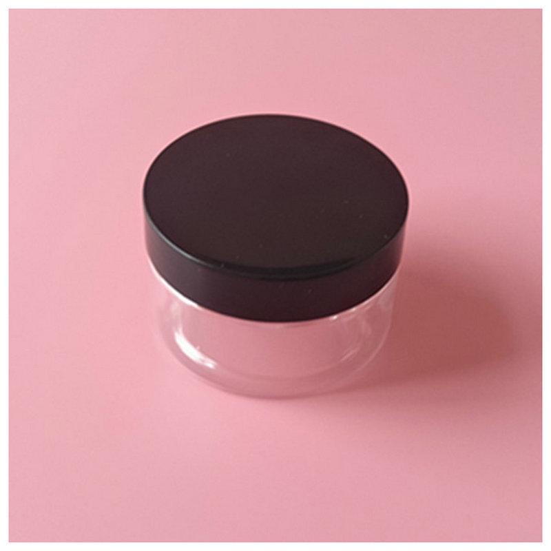 89 Mund 250ml PET Transparenter Plastikbehälter mit Schwarzem Deckel für Eingelegte Früchte