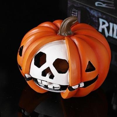 Kids Toy Resin Halloween Pumpkin Figurine Scary Realistic Pumpkin Skeleton Statue Orange Mini Halloween Ornaments Friends