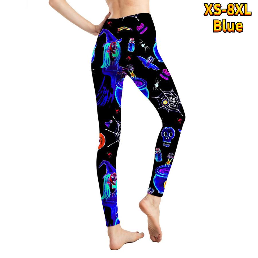 Pantaloni de yoga elastici cu imprimeuri de vrăjitoare albastre pentru femei, fitness, alergare, sală, sport, pantaloni activi