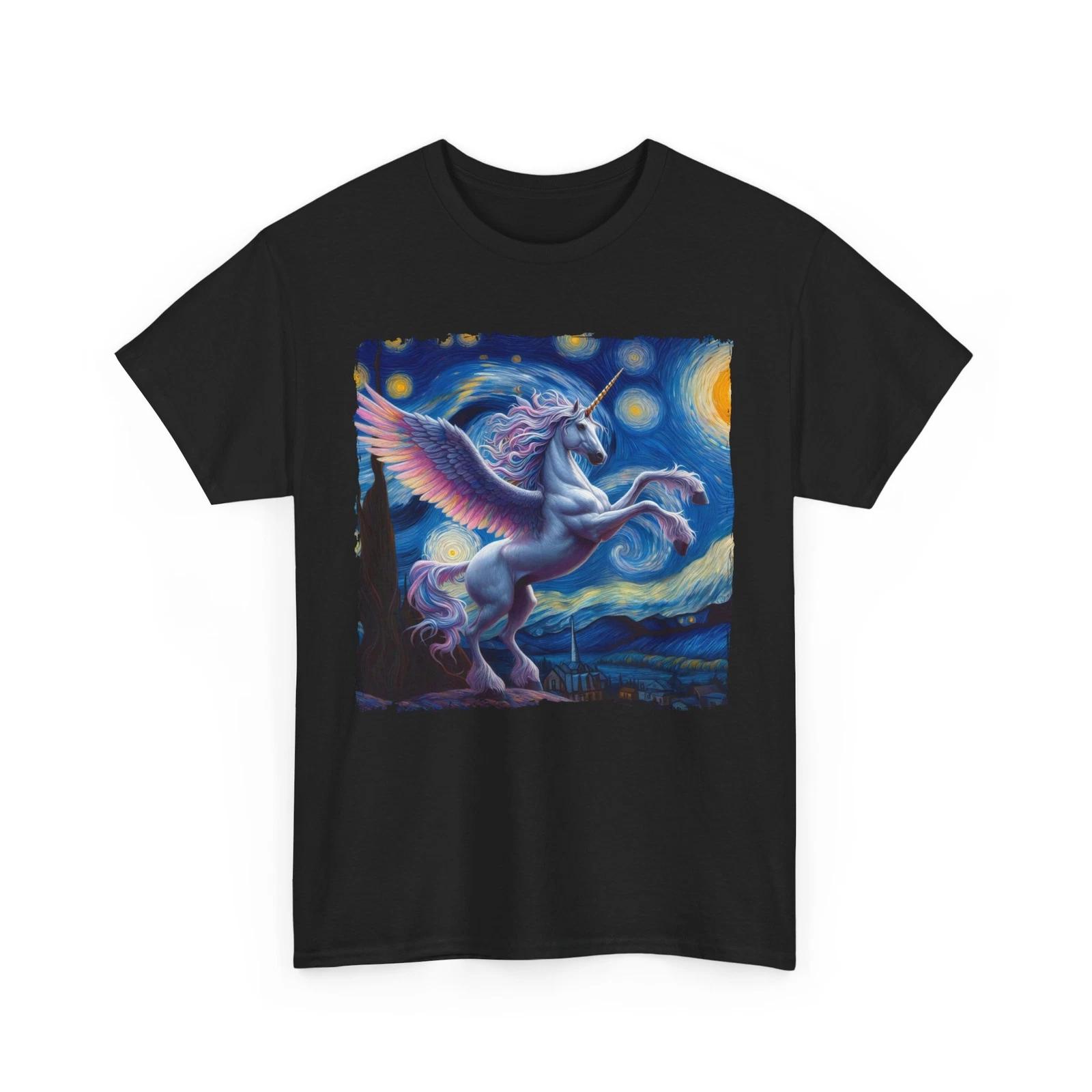 Unicorn Starry Night | Whimsical Van Gogh T-Shirt | Inspired by Starry Night XL