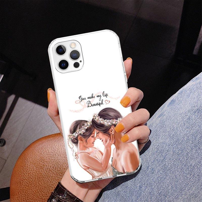 Mom Baby Girls Phone Case For iPhone 17 Air 16 Pro Max 16E 15 + 14 Plus 11 12 13 Mini 7 8 SE Gift Print Cover Fundas 17 Air 16 P
