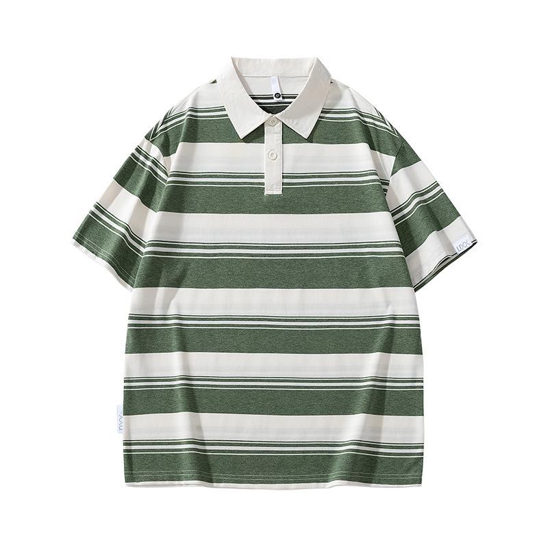 Dernier Polo rayé pour homme à manches courtes T-shirt pour homme à revers fin Haut court